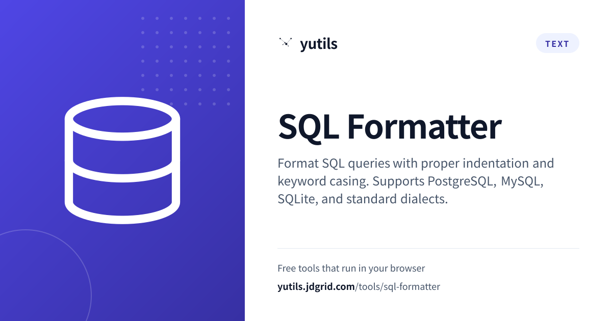SQL Formatter — yutils